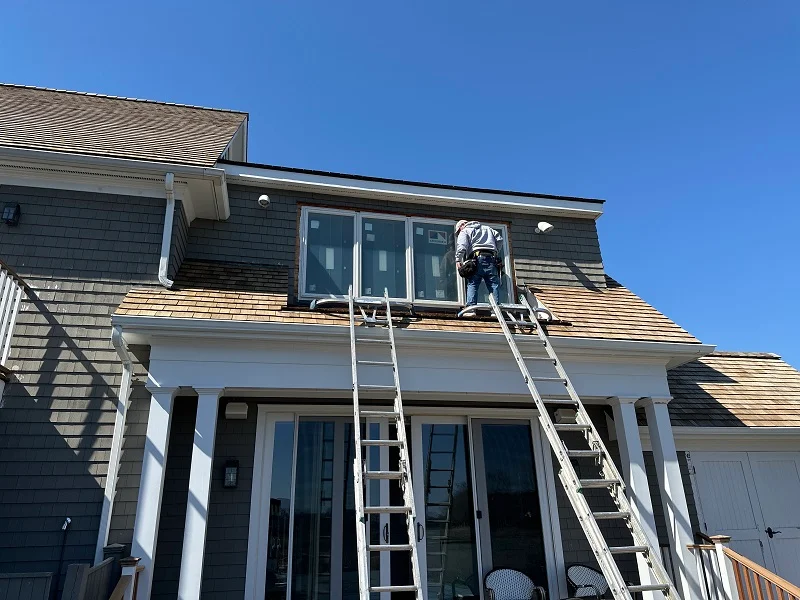 Window Solutions Plus master installer flashing an Andersen 400 Series casement window In Norwalk, CT